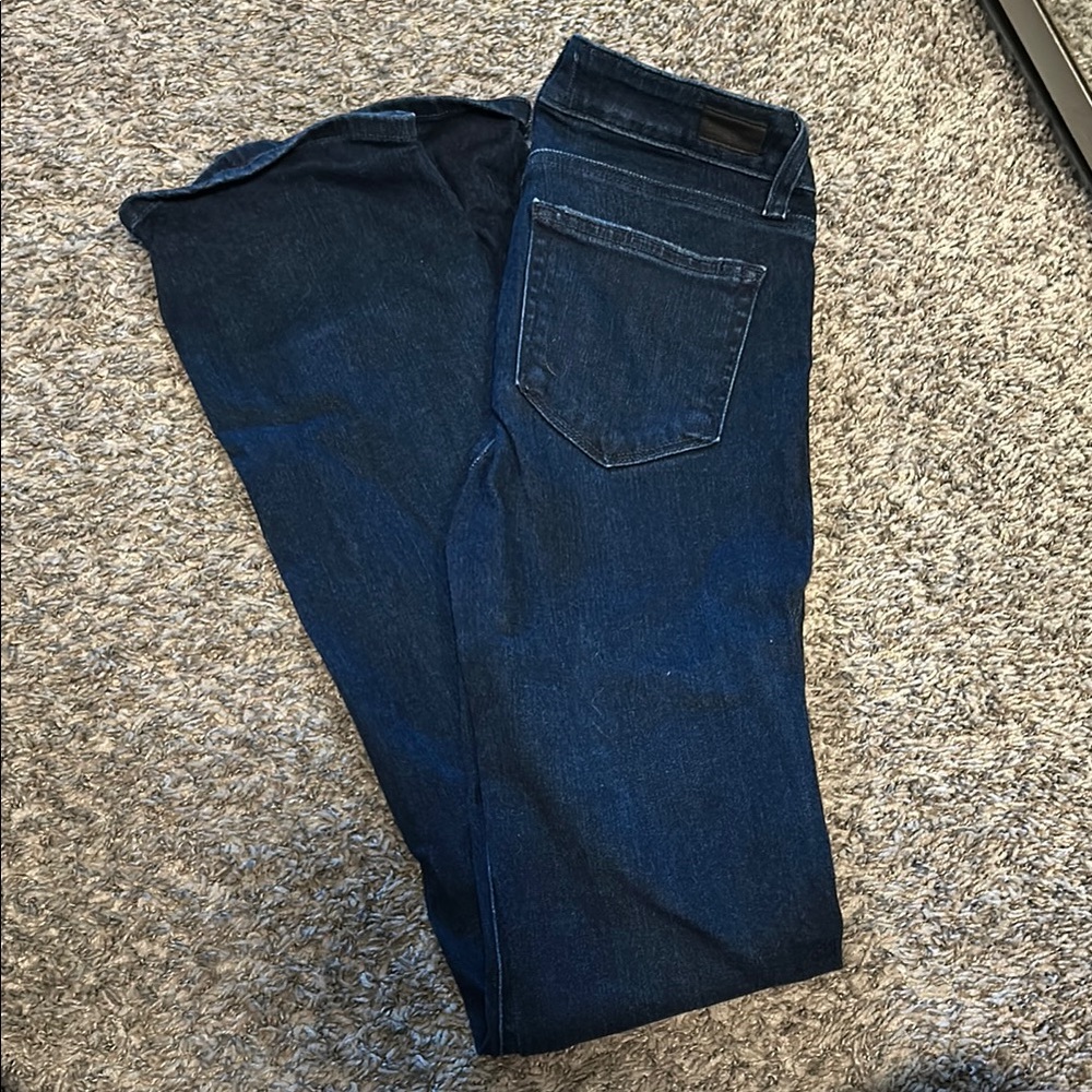 Paige Dark Blue Bell Bottom Denim tall Jeans
